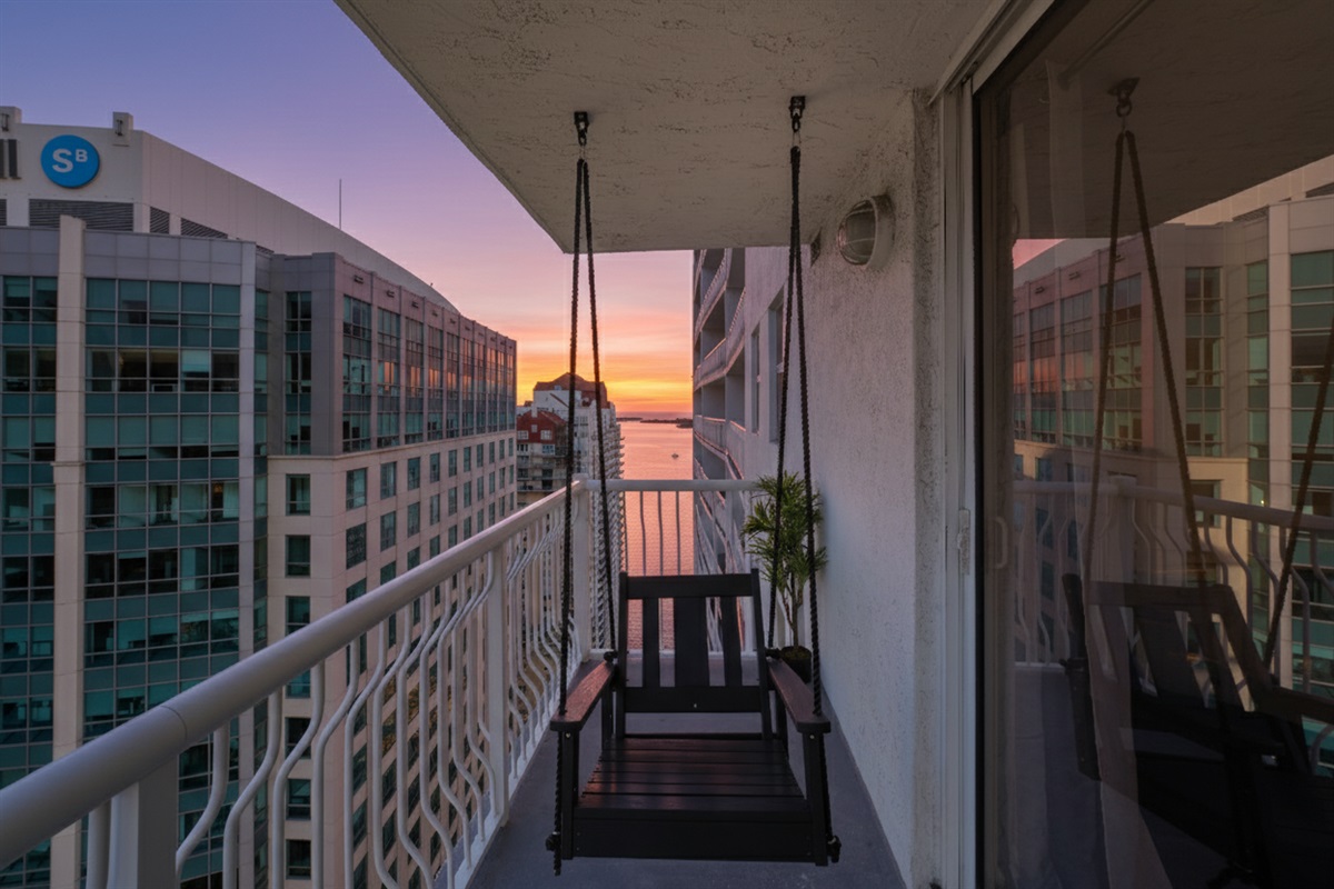 Balcony Swing & Brickell Bay Views