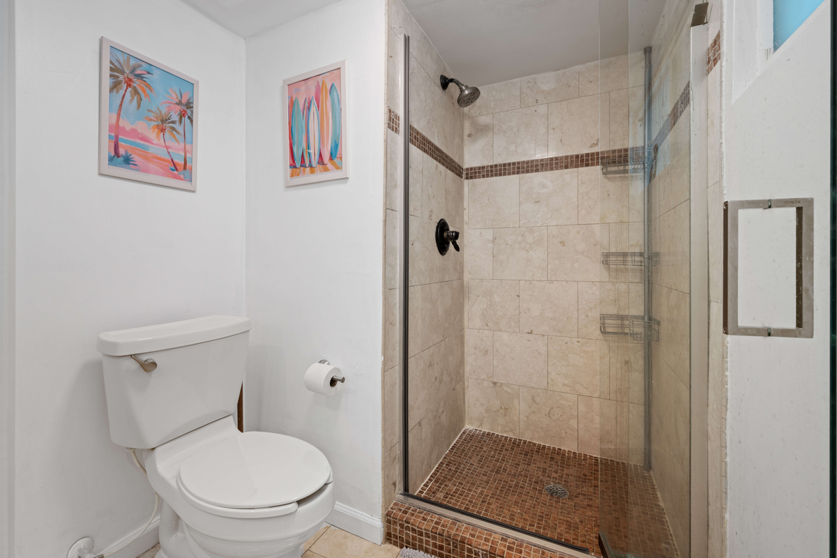 Refresh in the convenient walk-in shower.