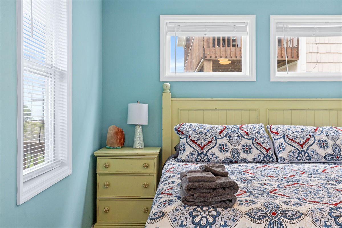 Comfortable king bed designed for rest after long beach days