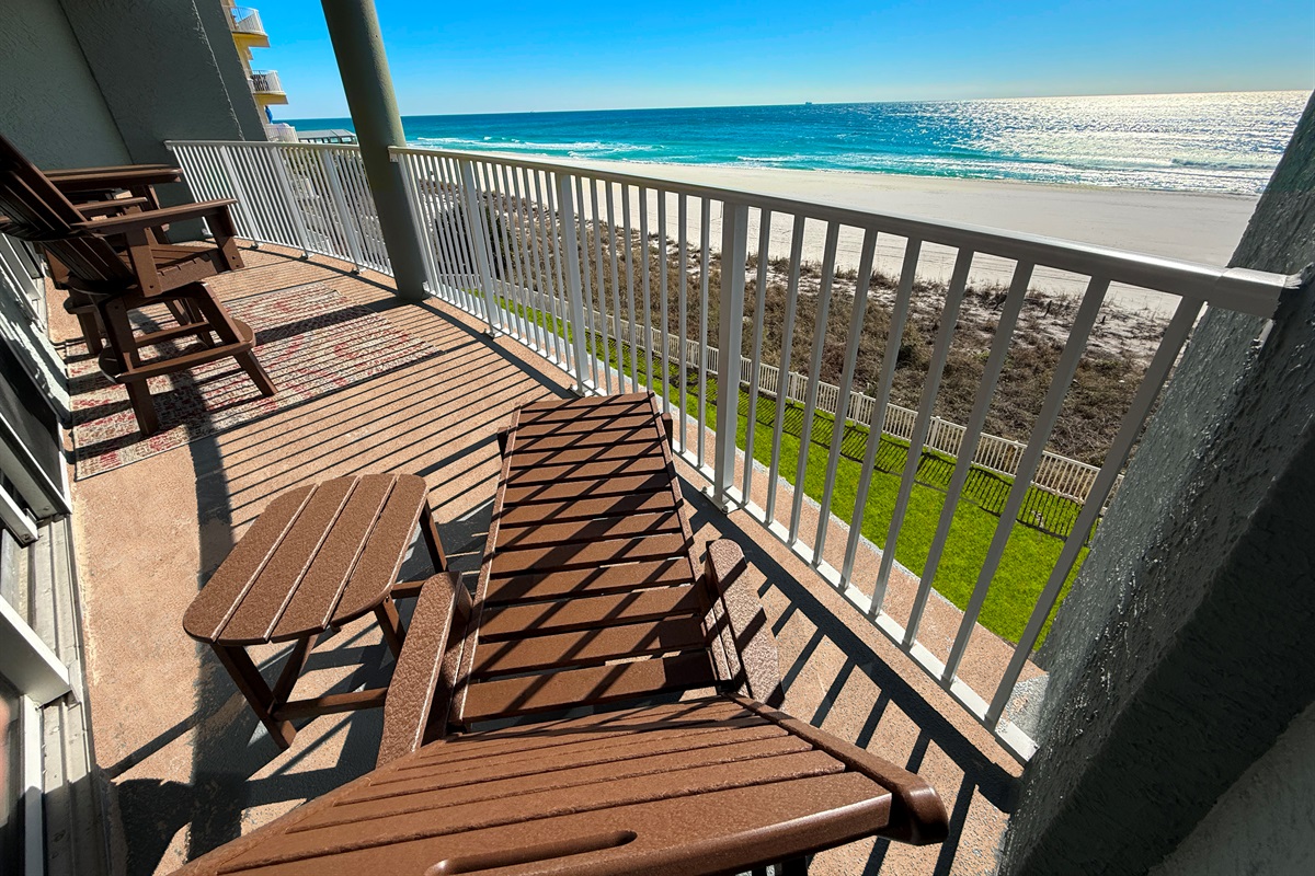 New adjustable Polywood sun lounger and side table set.