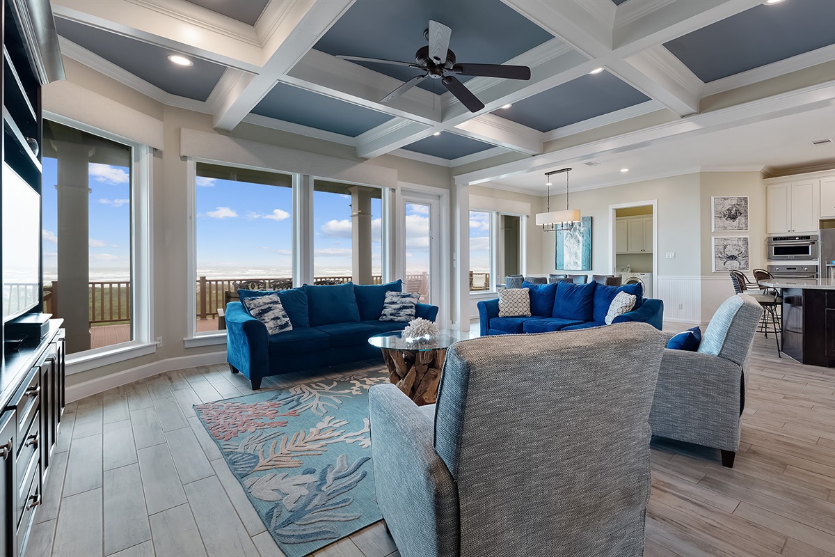 1st Floor Living Room: Comfortable furnishings and an entertainment system.