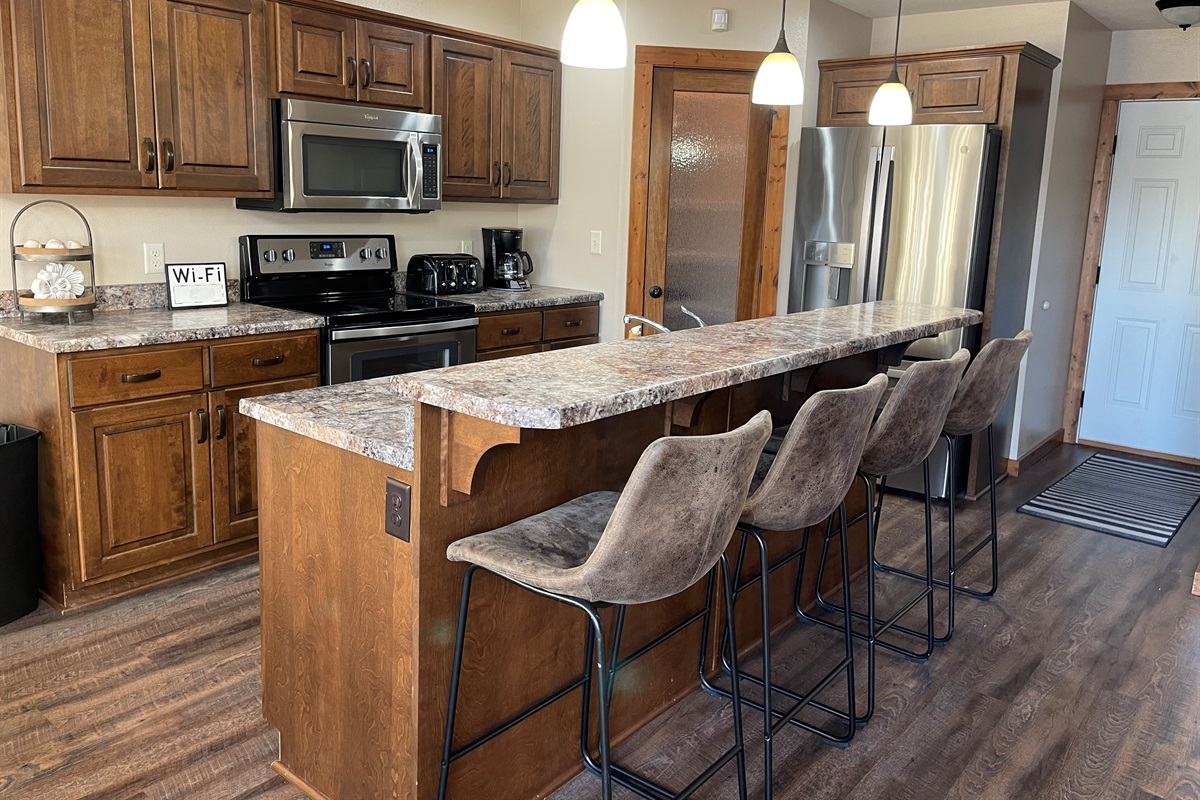 Kitchen area with pantry