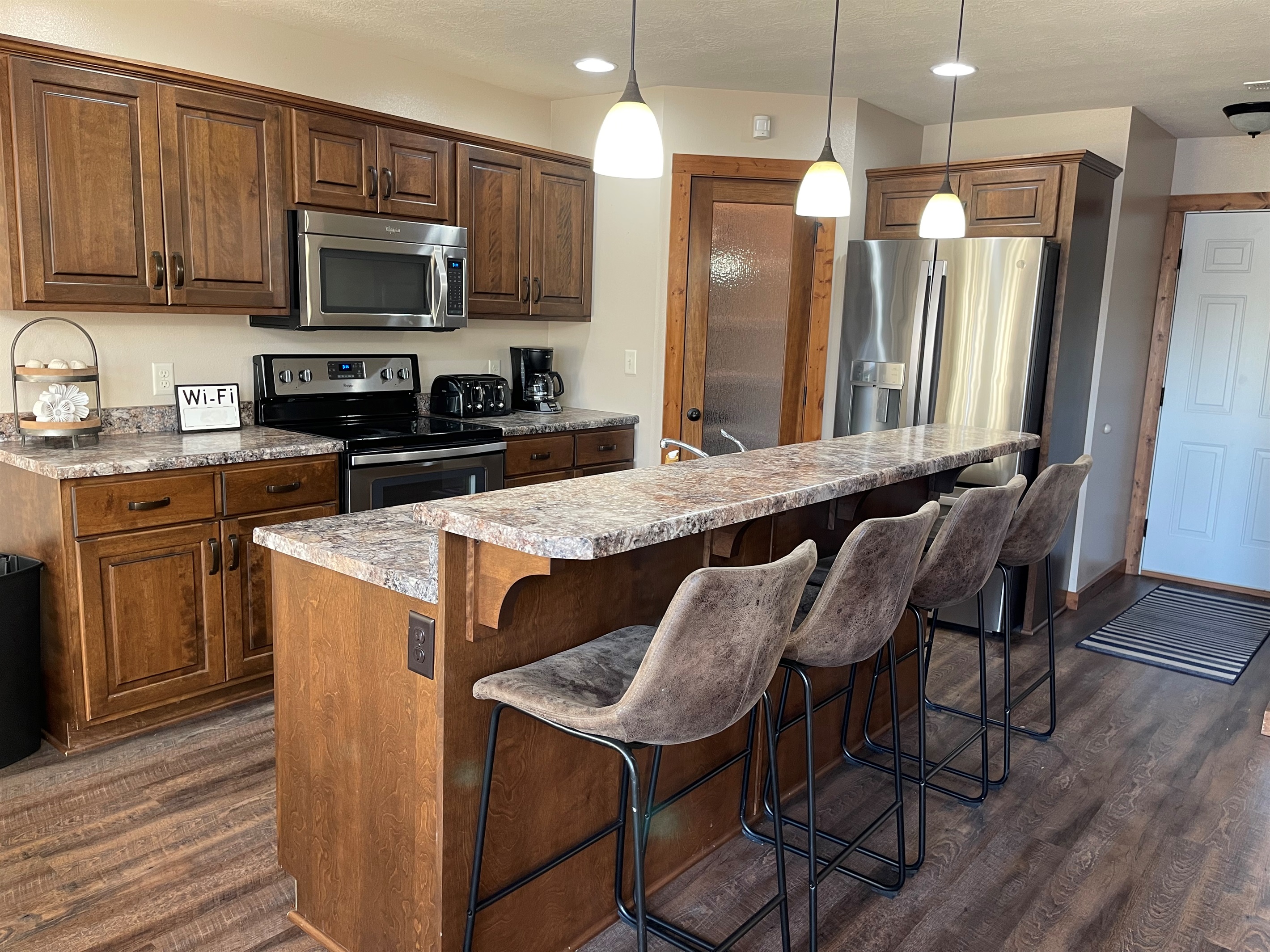Kitchen area with pantry