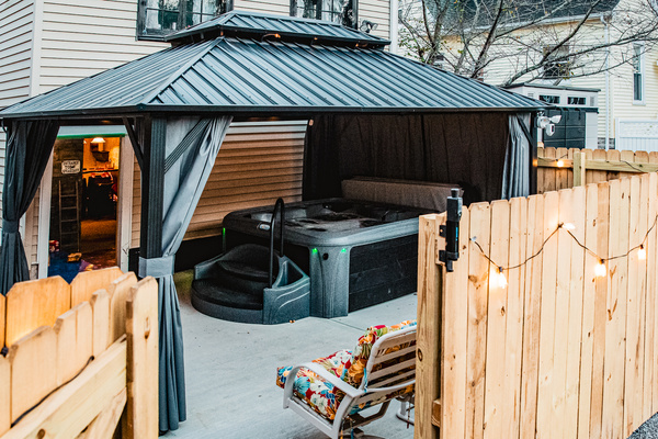 Hot tub patio access right into The Speakeasy bar level.