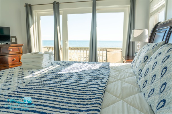 The master bedroom boasts its own private deck with panoramic views of the Atlantic.