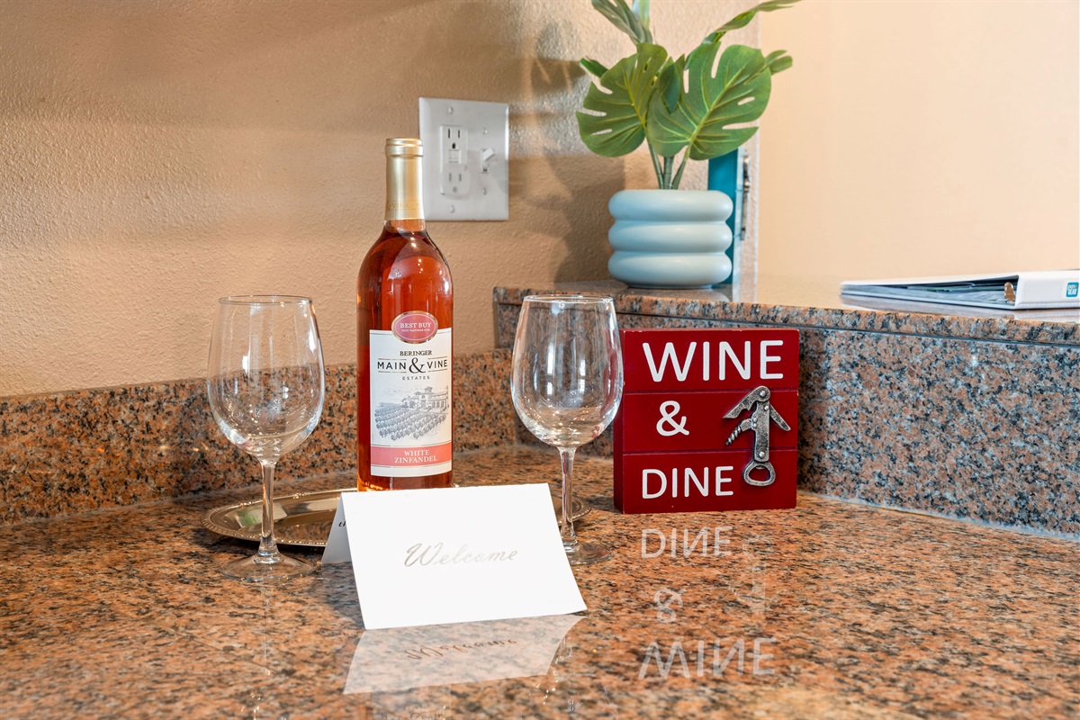 Enjoy a bottle of wine as a thank you to our guests