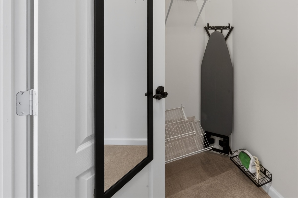 Plenty of closet space, ironing amenities