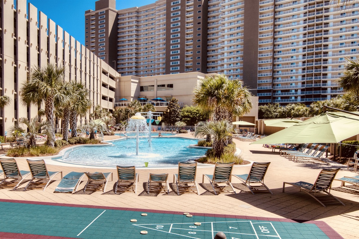 2nd Pool with view. Lots of room for the family to spread out and lounge comfortably. 