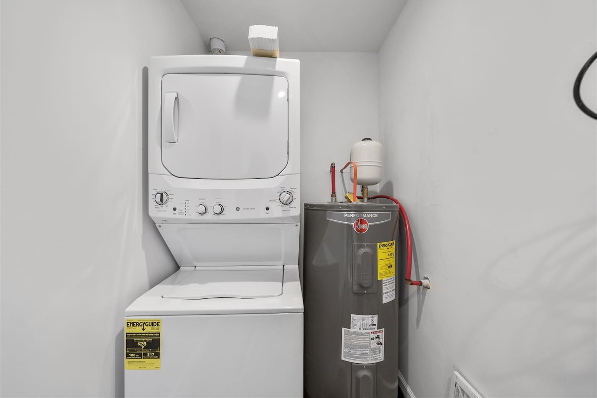 Stackable washer and dryer in Unit A