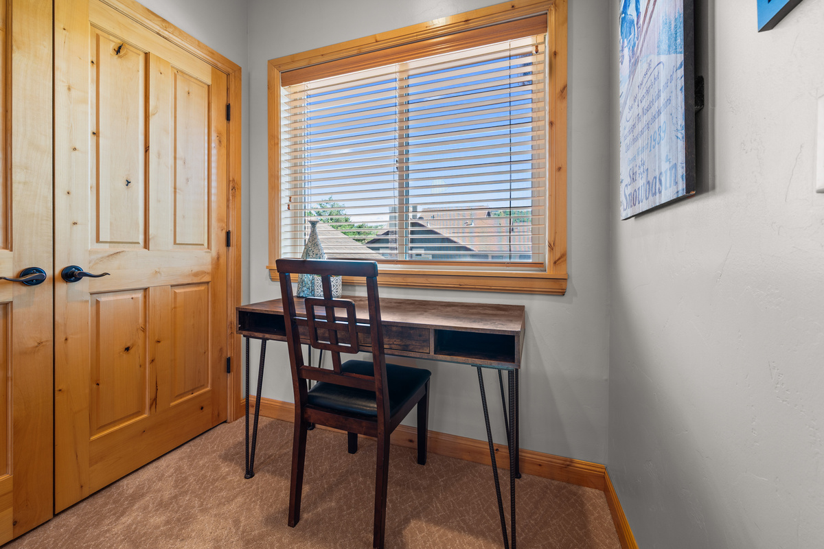 Convenient workspace perfect for remote work or catching up on emails.