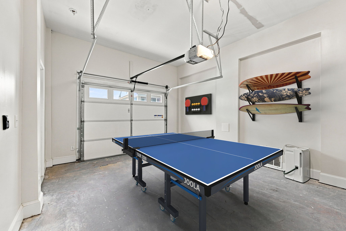 Bring on the friendly competition with a ping pong table in the garage—perfect for rainy days, family tournaments, and vacation fun.