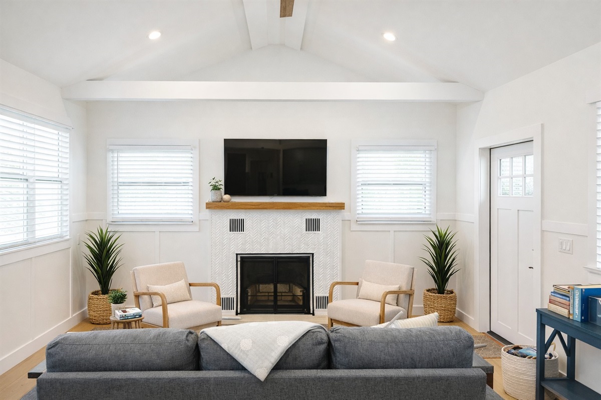Vaulted ceilings with modern coastal feel