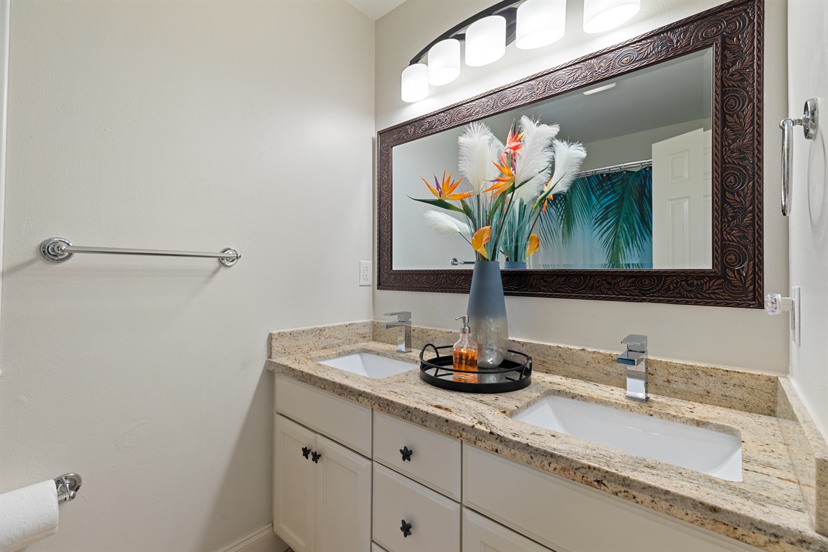 Our main ensuite bathroom offers dual sinks, making mornings simple and stress free.