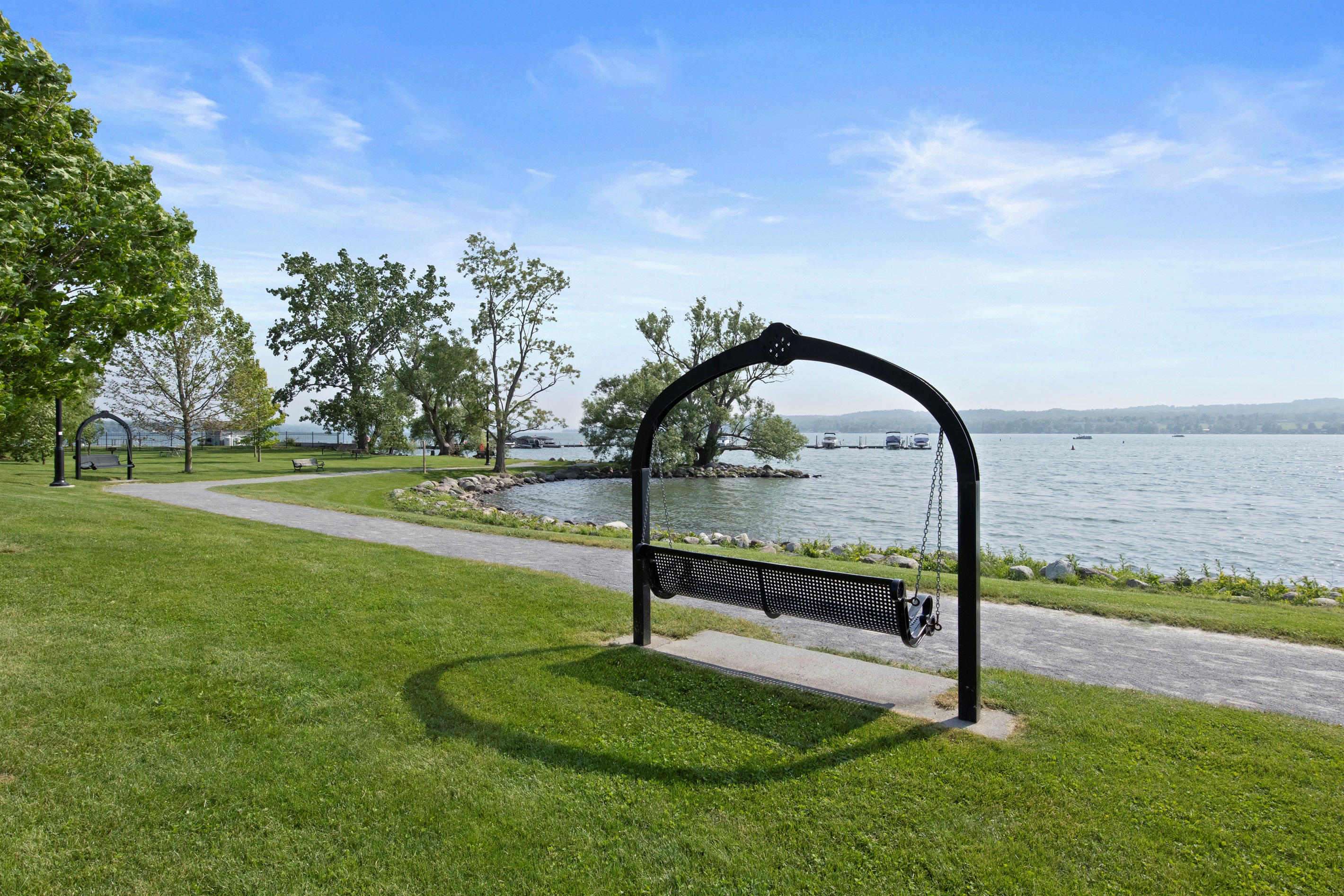 Unwind on the lakeside swing and take in the serene views of Canandaigua Lake