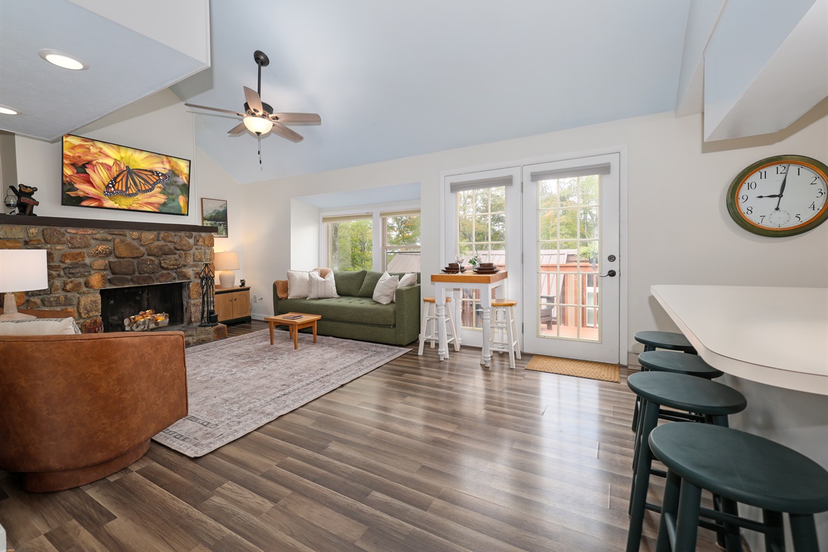 Open Concept Living Room + Fireplace