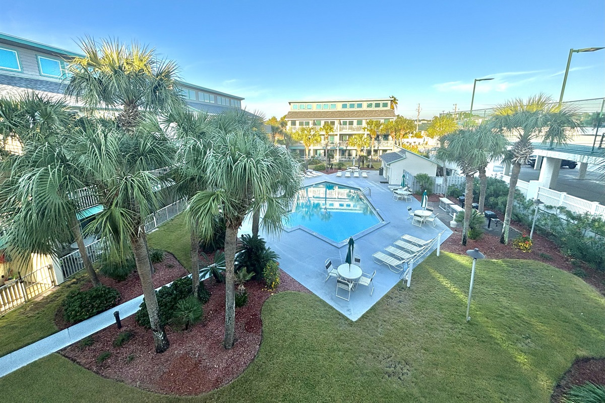 View of pool from balcony