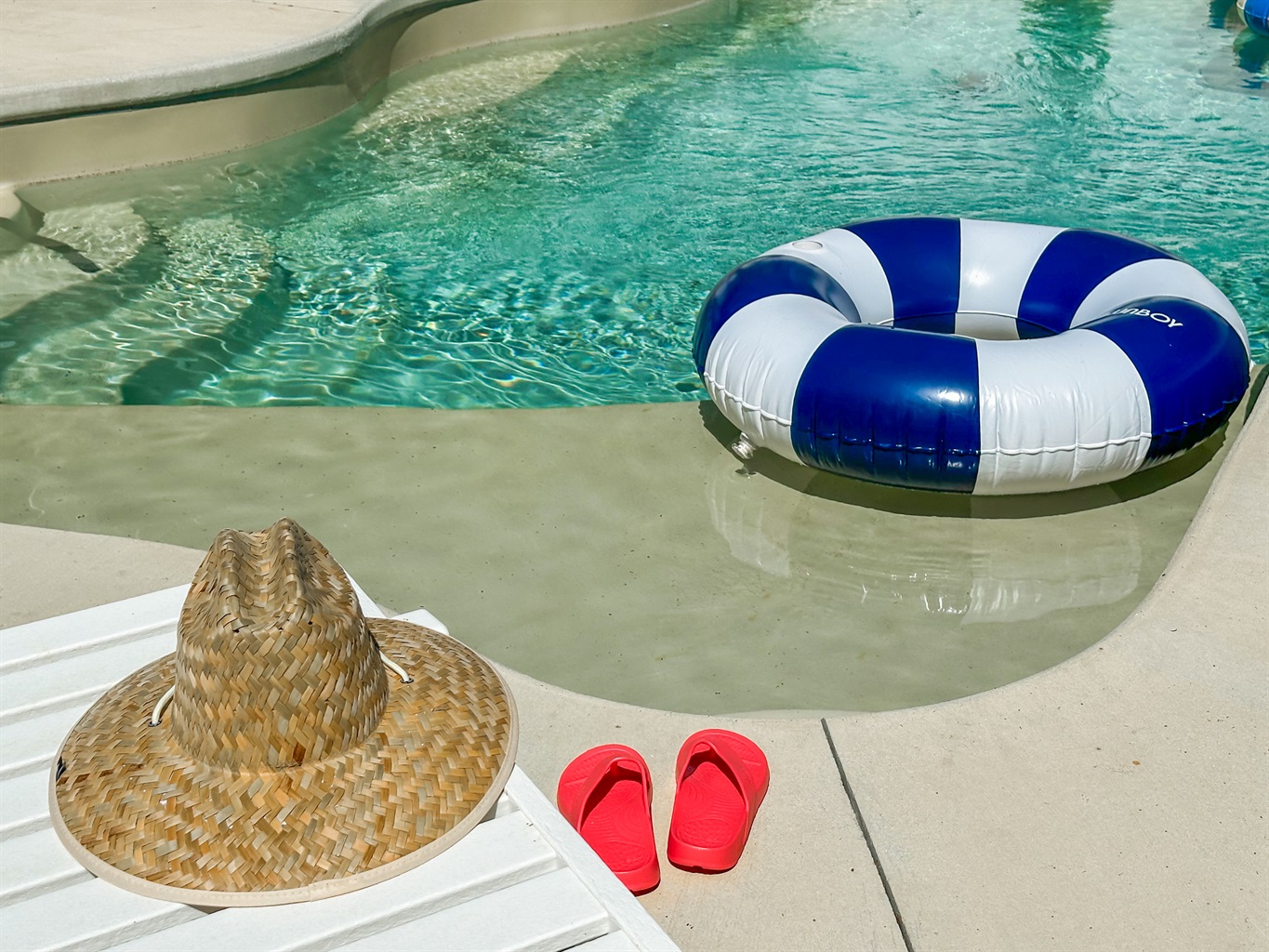 Sunbathe in the private backyard and swim in the pool.