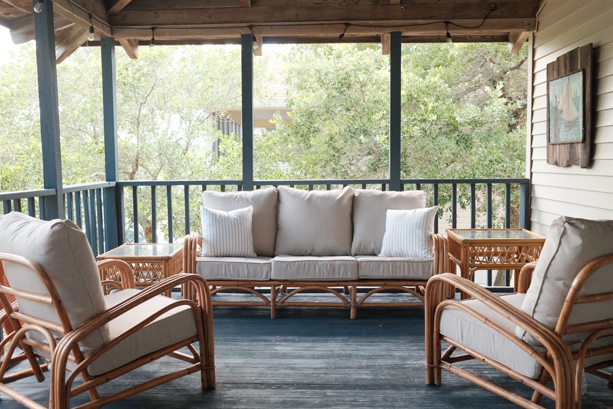 morning coffee , mid day naps, and sunset cocktails - all happen on the spacious covered porch.   it’ll take you back to beach days of the past.