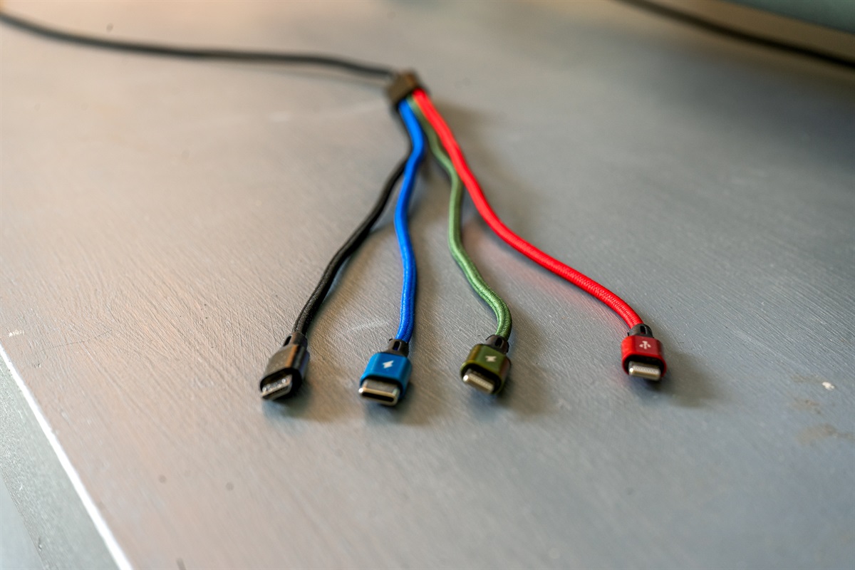 Stay connected without the clutter. We provide multi-head charging cables in every bedroom and common area to keep all your devices powered. Just one of the many thoughtful modern touches in our historic Hall Quarry Quiet Side basecamp.