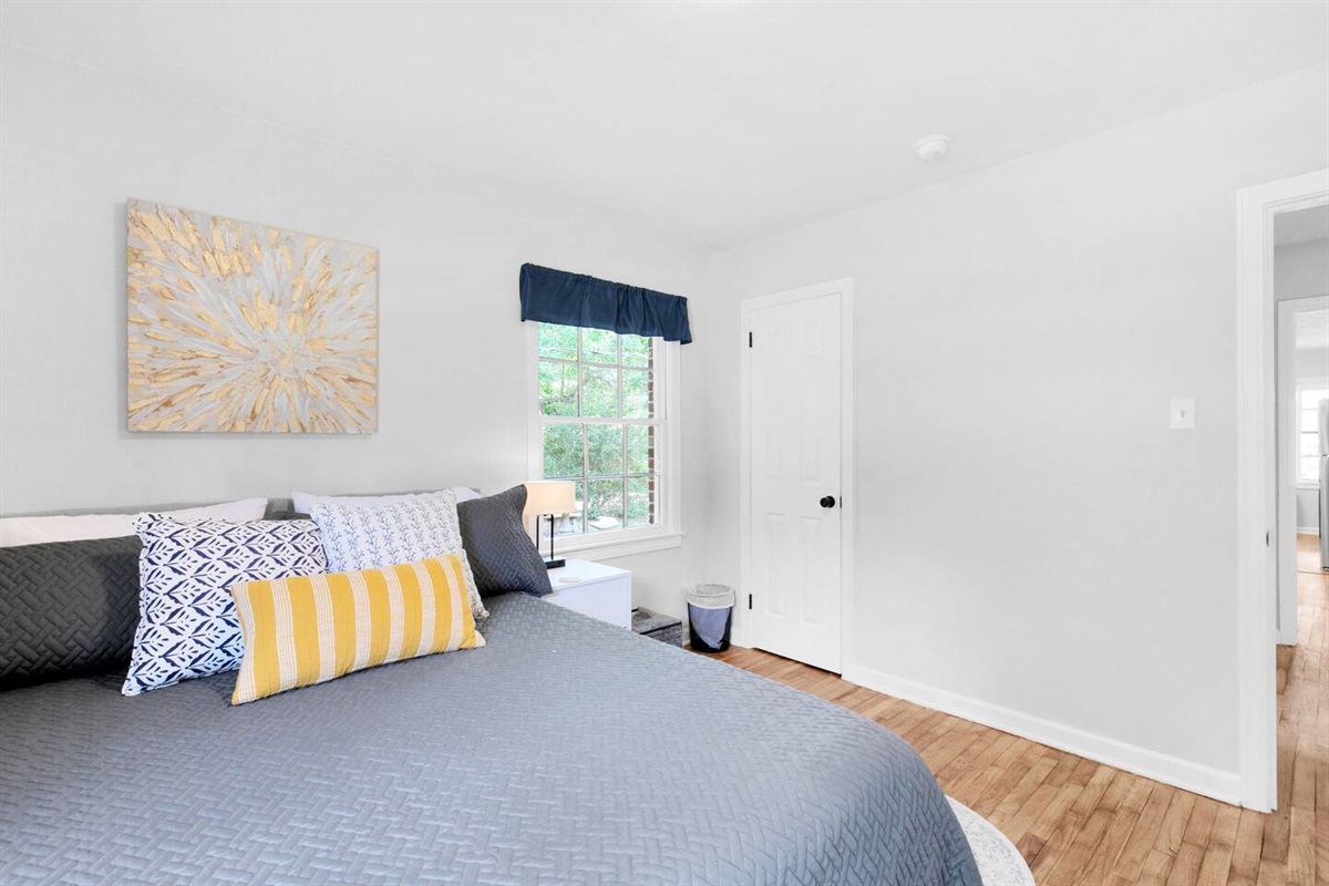 The bedroom windows have room darkening pull down shades for privacy and even a daytime nap.