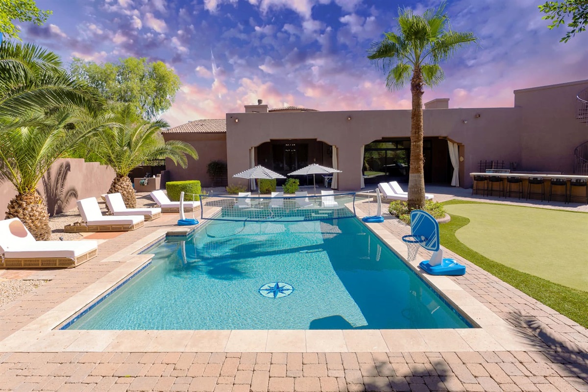 View from the free-standing patio overlooking the pool.