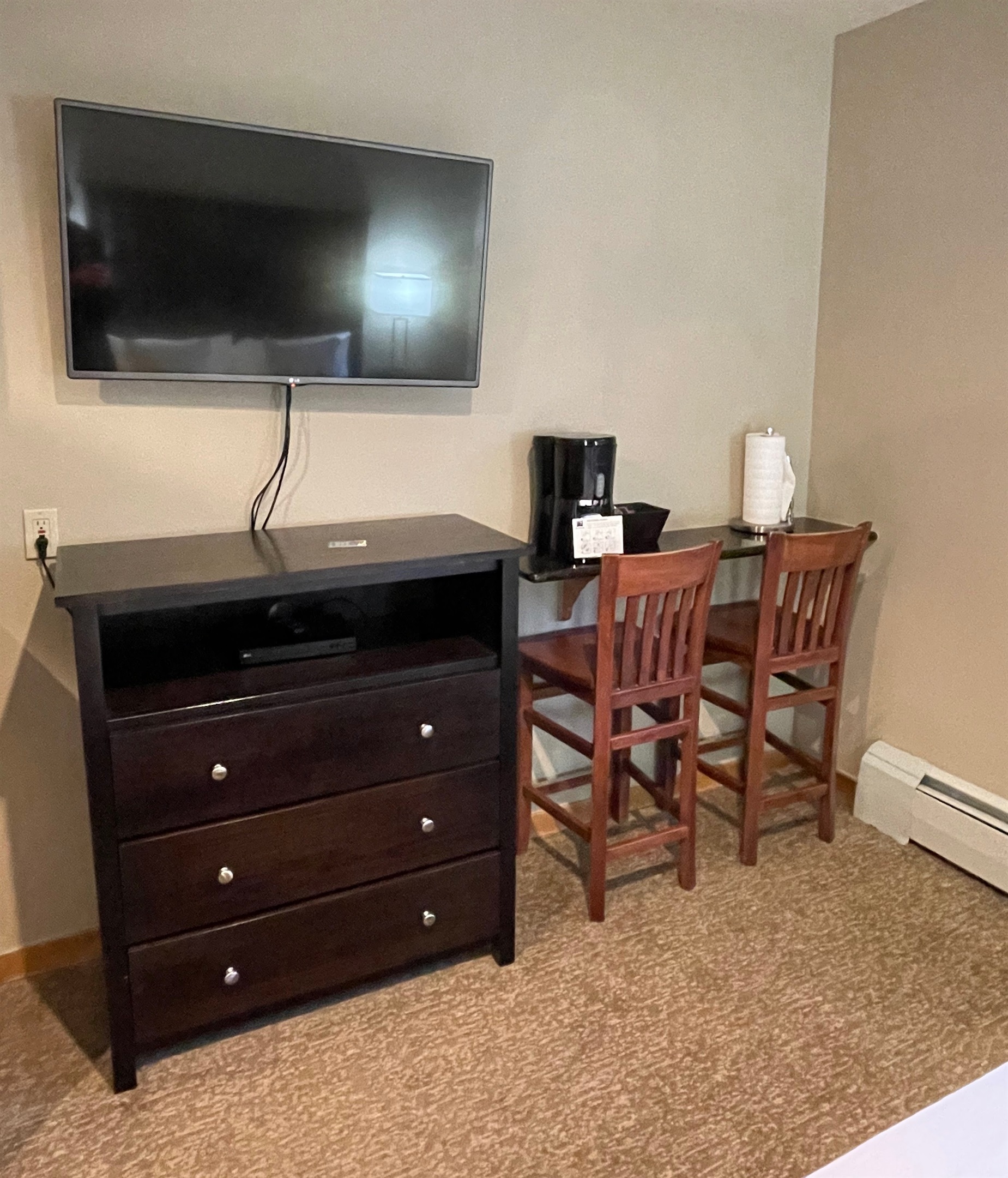 TV with small dining area