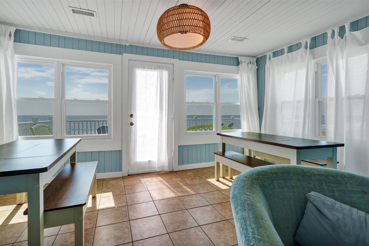 Dining Area with Views 2 tables for everyone to eat together!