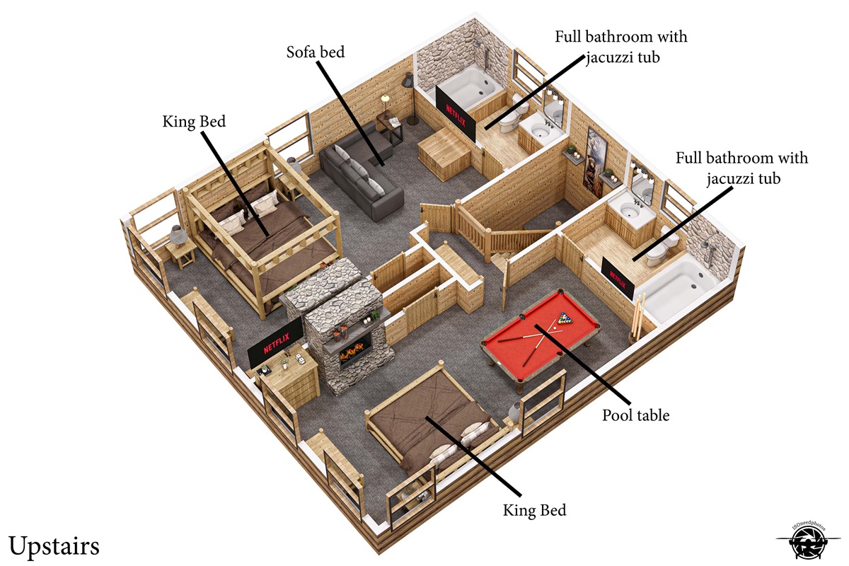 3D Map of the upstairs floor
