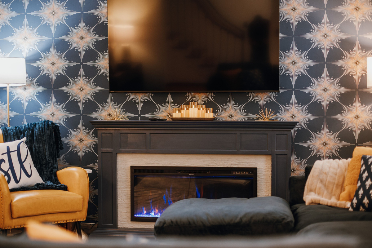 Cozy evenings begin here - anytime of year with a convenient electric fireplace.