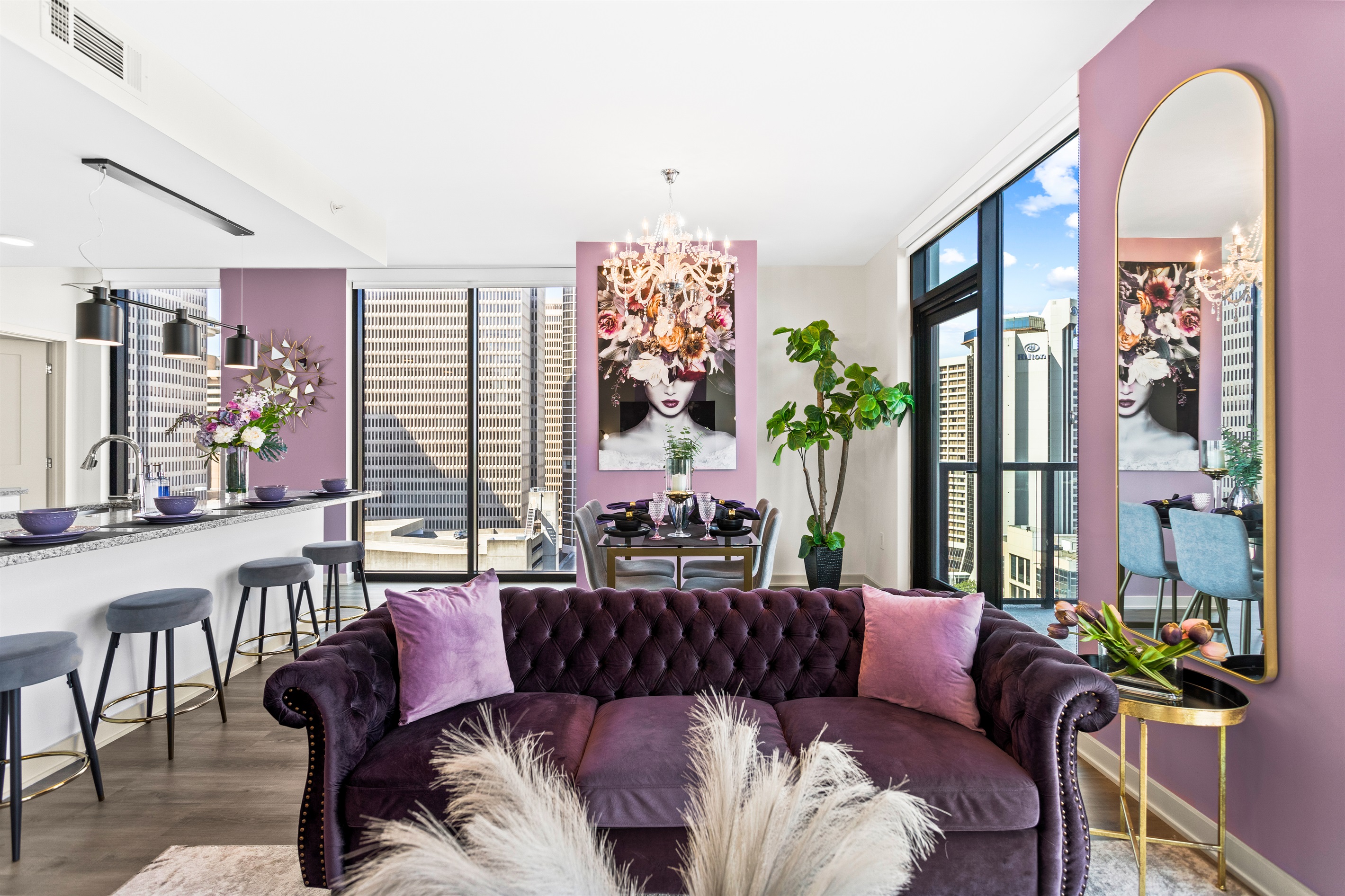 The Velvet Room: 17th Floor 2BR | Skyline Views, Balcony, Near Stadium