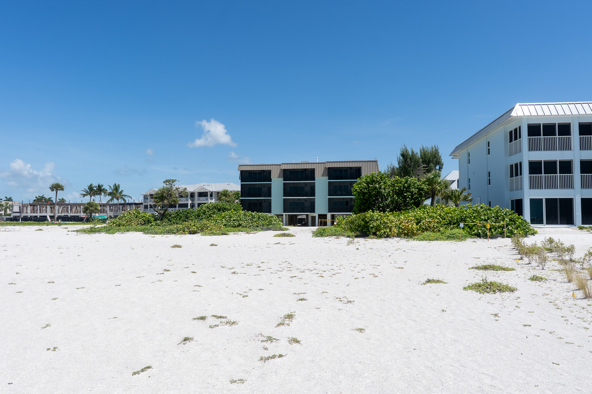 View of building from the beach