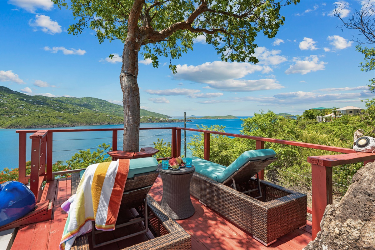 The spacious pool deck has several areas to relax.