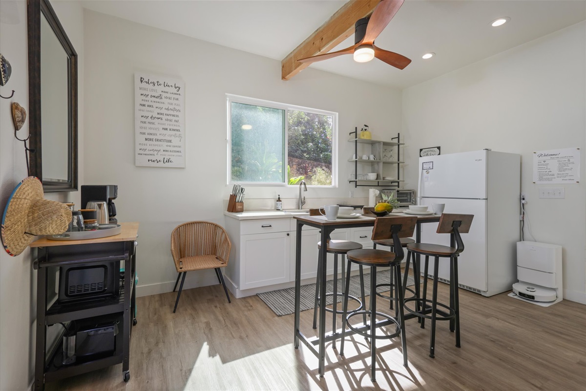 Full size Fridge, sink, and counter space