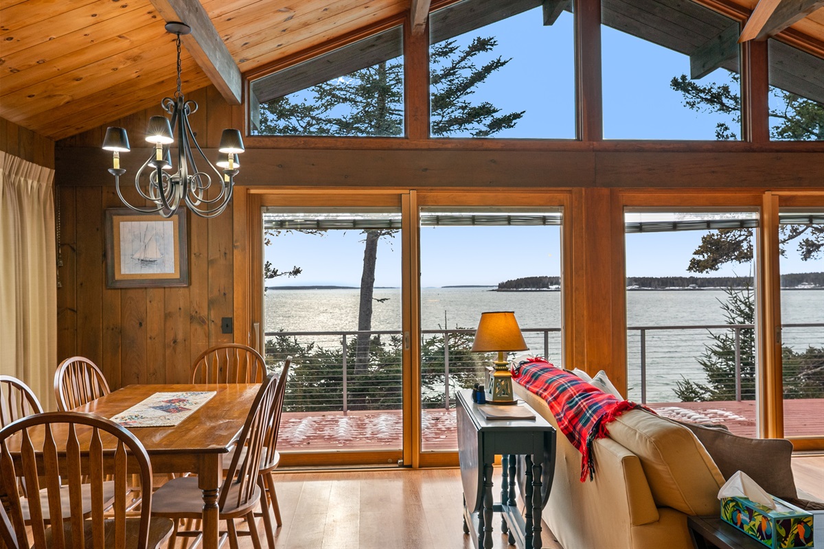 Watch the lobster fleet and the Swans Island Ferry from the comfort of the dining table.