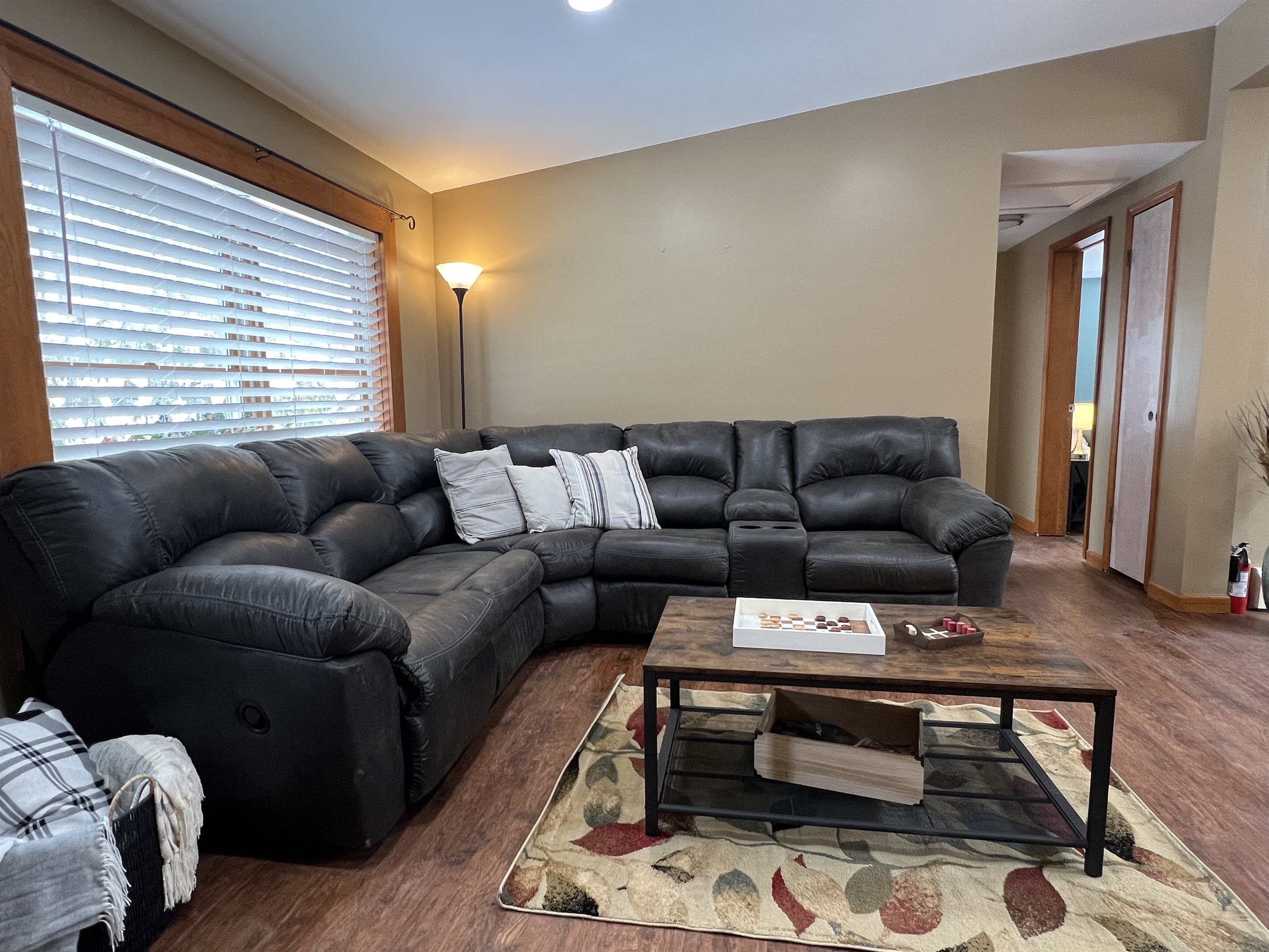 Large recliner sectional, snuggle up and take in the water views.