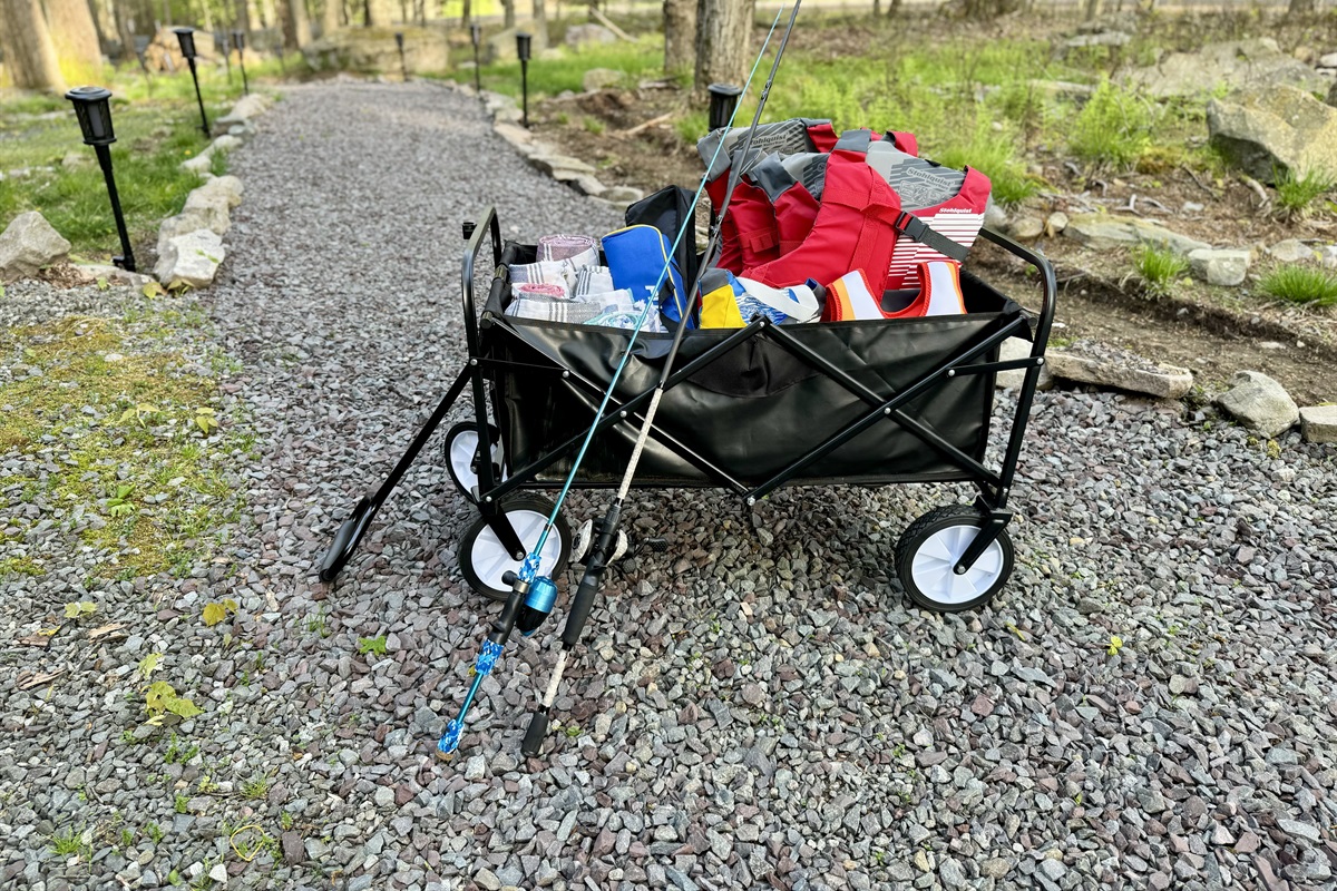 “All the essentials for lake days — wagon, towels, and good vibes.”