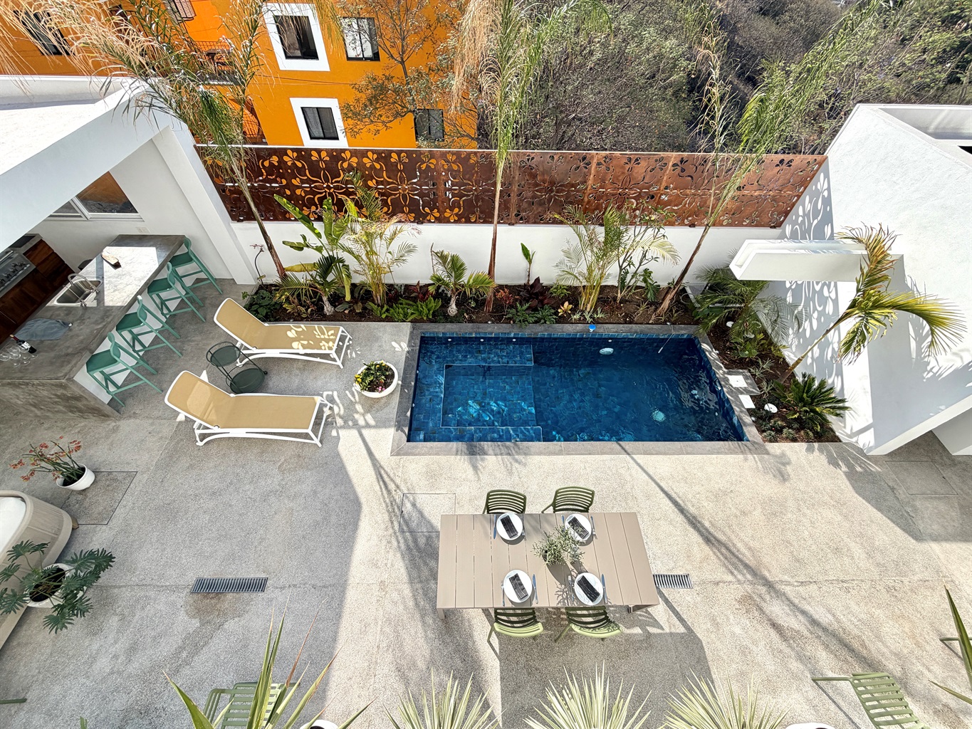 Overhead Pool and Dining Area