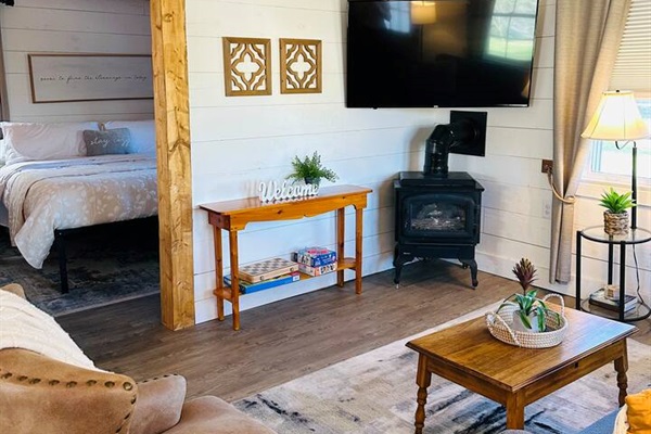 Fireplace is for decor purposes only. It is not operational.