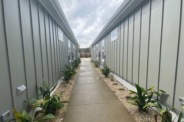 The path between parking and the front door is completely flat.