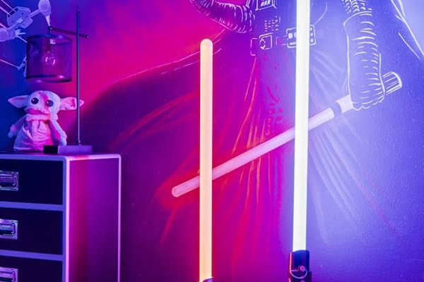 Star wars themed kids room with two double beds