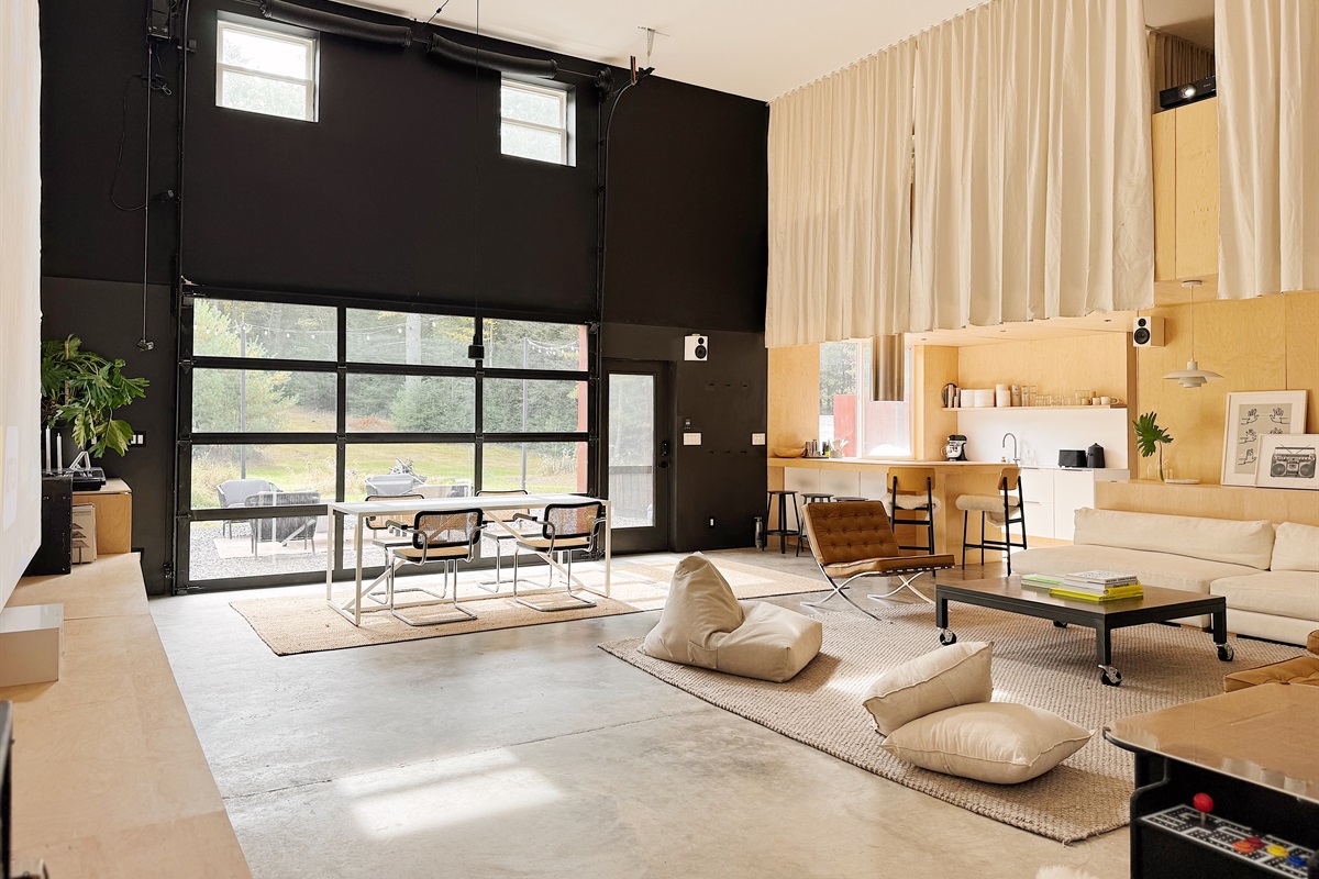 Curtains provide privacy for the upstairs bedroom when desired