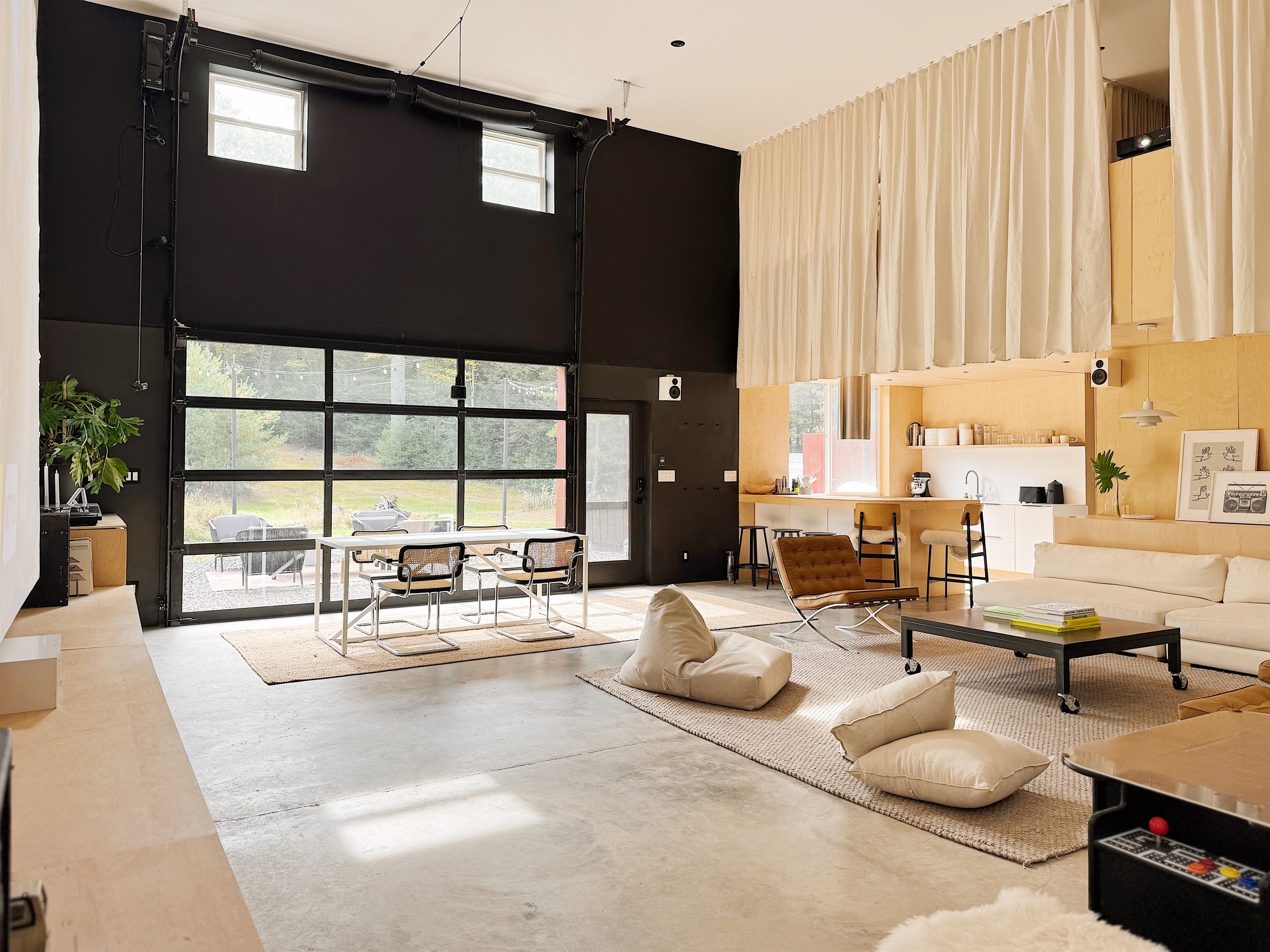 Curtains provide privacy for the upstairs bedroom when desired