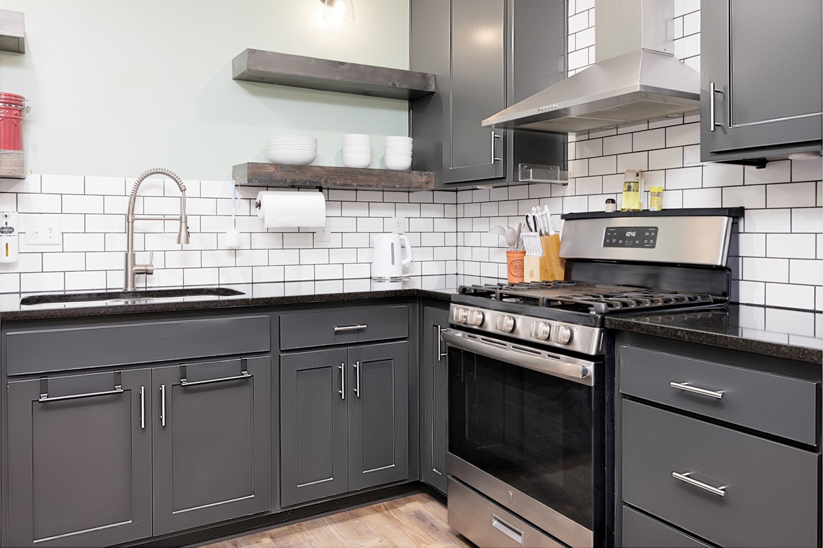 Fully equipped kitchen thoughtfully prepared for both short visits and extended stays.