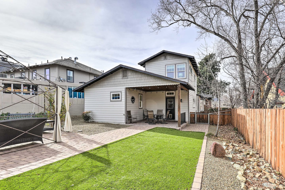 A private, fenced yard with plenty of room to stretch out and unwind.