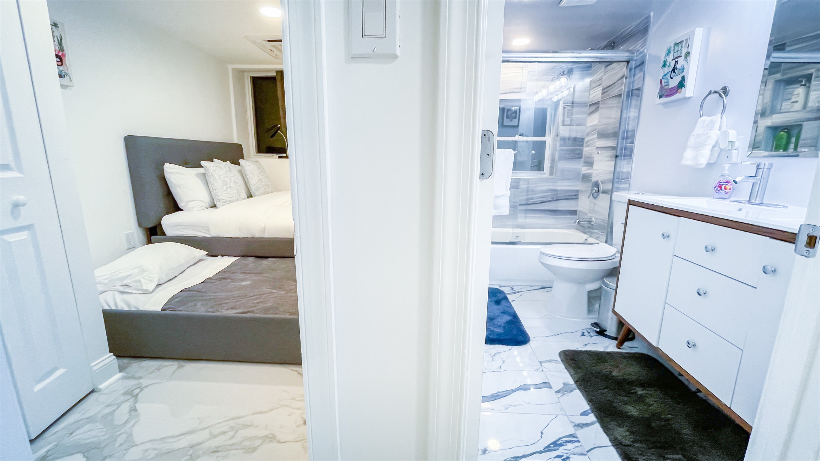 A full bathroom is between bedrooms #9 and #10