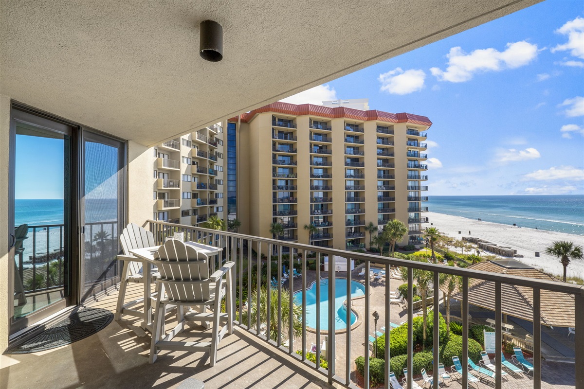 Private Balcony Overlooking Pool and Beach