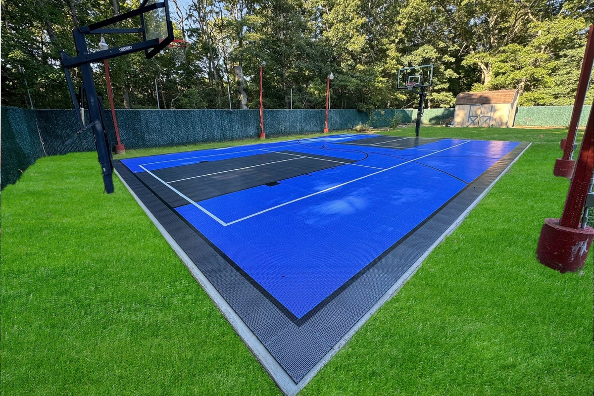 Sport court with basketball hoops