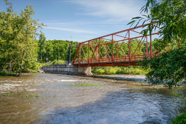 Historic one-lane bridge over the Huron River