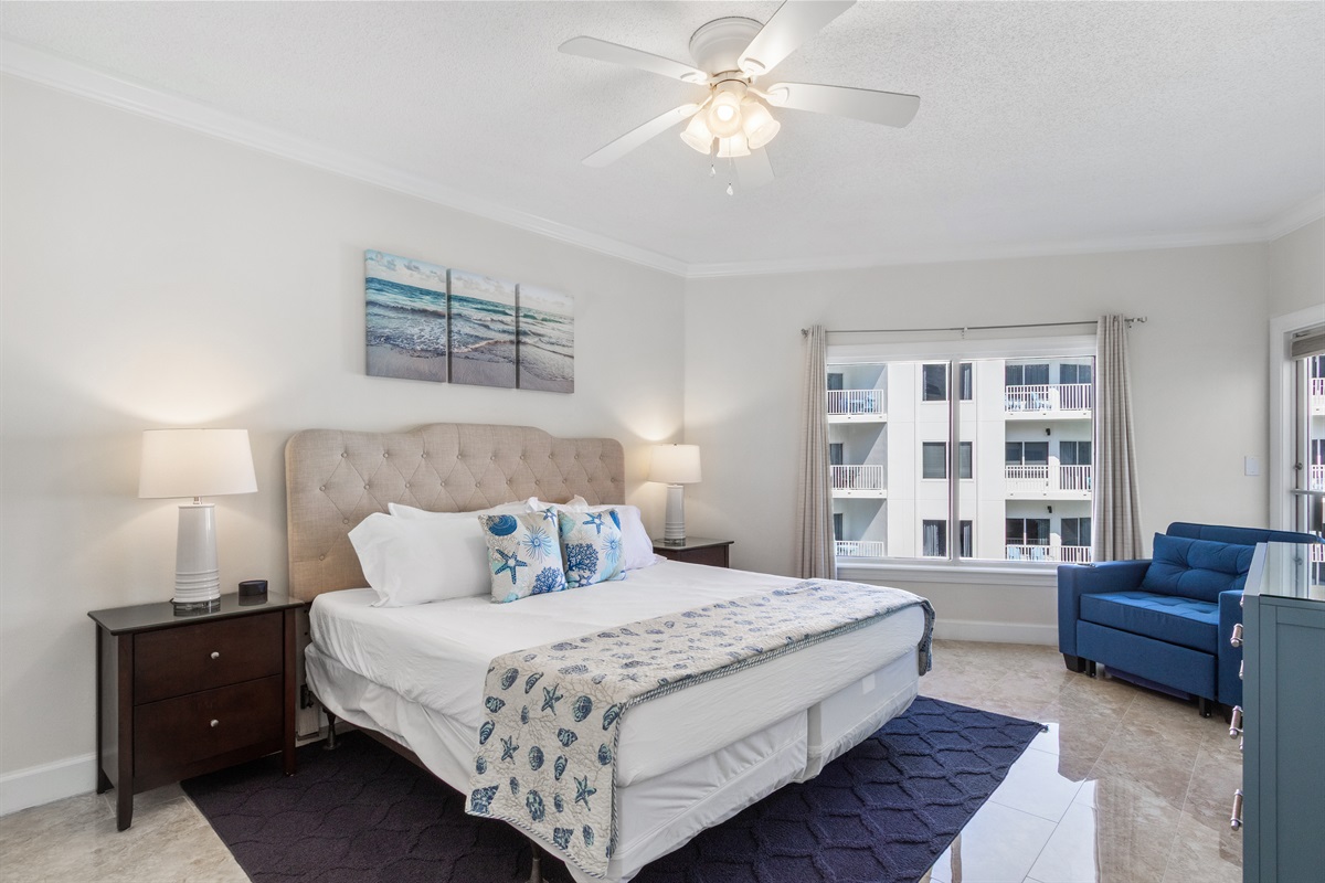 Master Bedroom with king size bed.