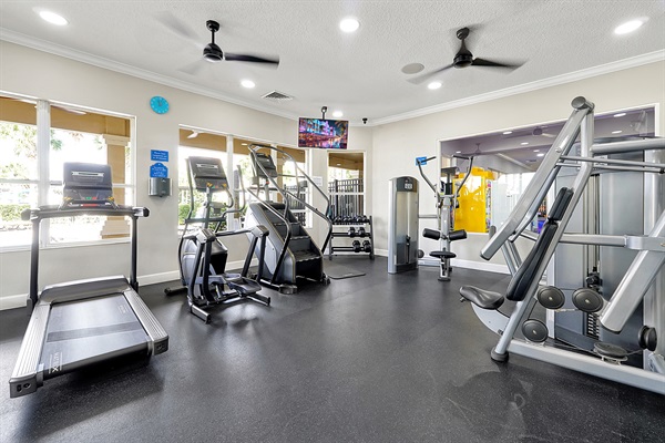 Stay Active in Windsor Hills' updated fitness center – modern machines, bright space, and everything you need to keep your routine going